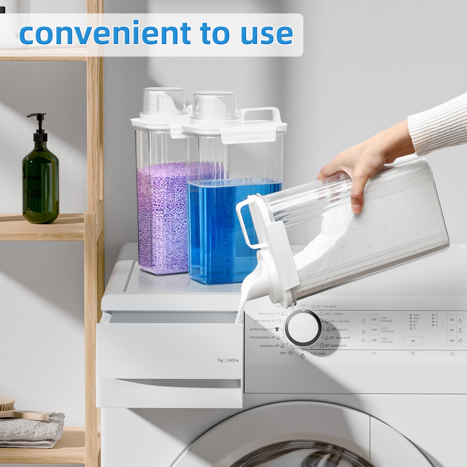 Laundry Detergent Dispenser for Laundry Room,94oz Fabric Softener Dispenser,Liquid Laundry Detergent Container,Laundry Detergent Organizer for Laundry Room Organization with 6 Labels,2 Pack