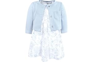 Hudson Baby Infant and Toddler Girls Cotton Dress and Cardigan Set