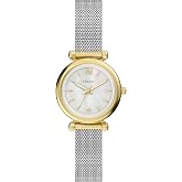 Fossil Women's Watch and Bracelet Set, Carlie Three-Hand Stainless Steel Watch for Women and Bracelet Set