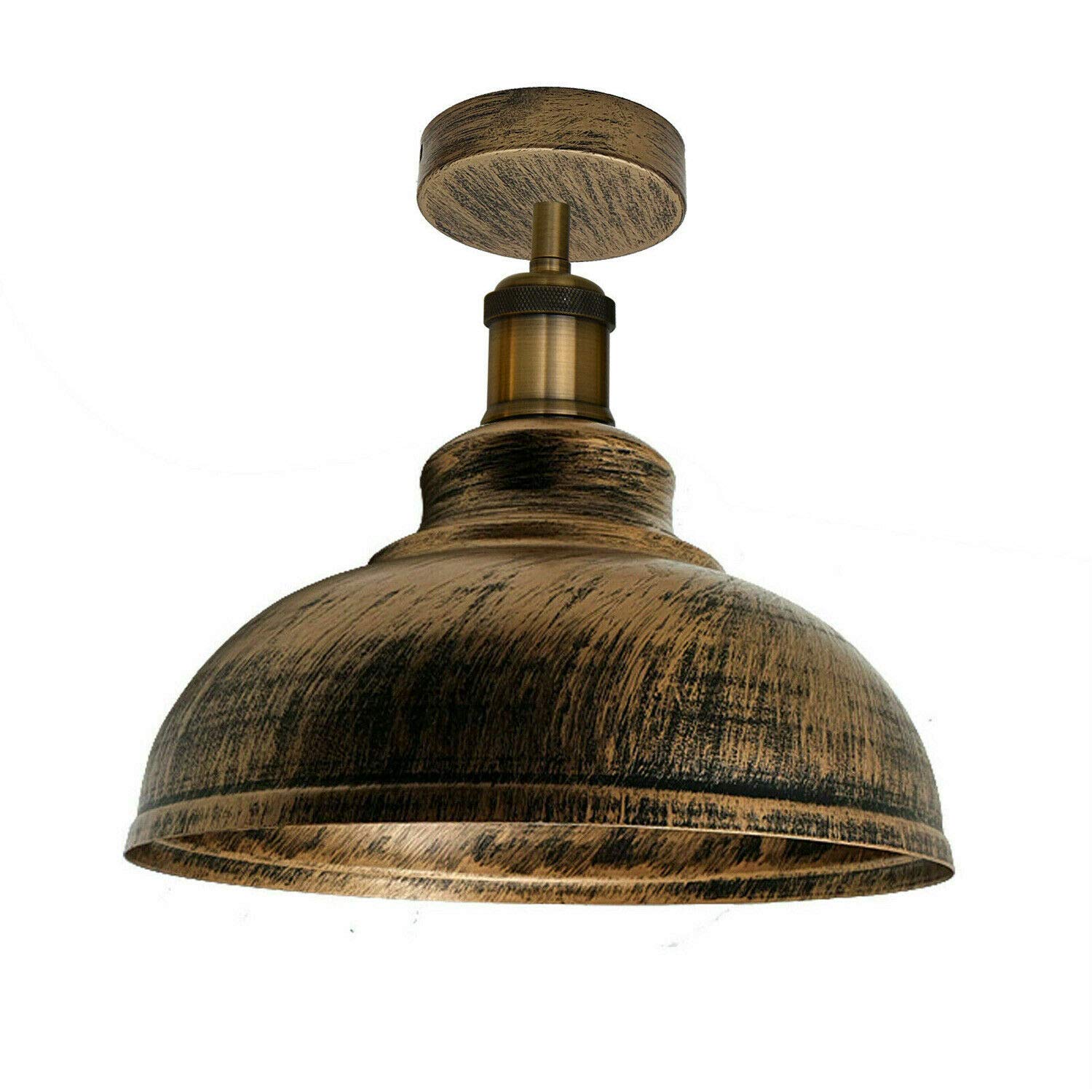 Retro Metal Flush Mount Ceiling Light set, Rustic Pendant Light Fitting, 30cm Metal Light shade, E27 Vintage Industrial Mid century Look Curvy Kitchen Lighting, for Farmhouse, Bedroom (Brushed Copper)
