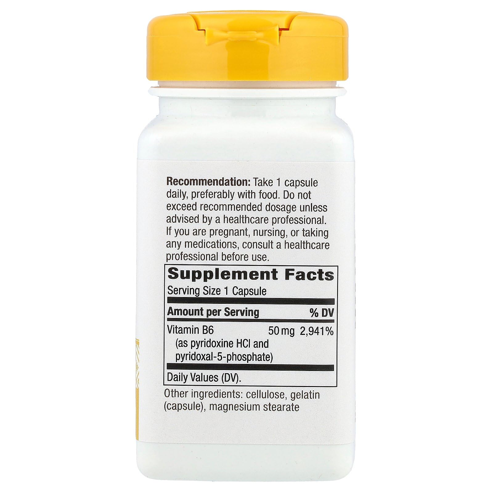 Nature's Way Vitamin B-6 Supplement, Cellular Energy Support*, 50mg per Serving, 100 Capsules