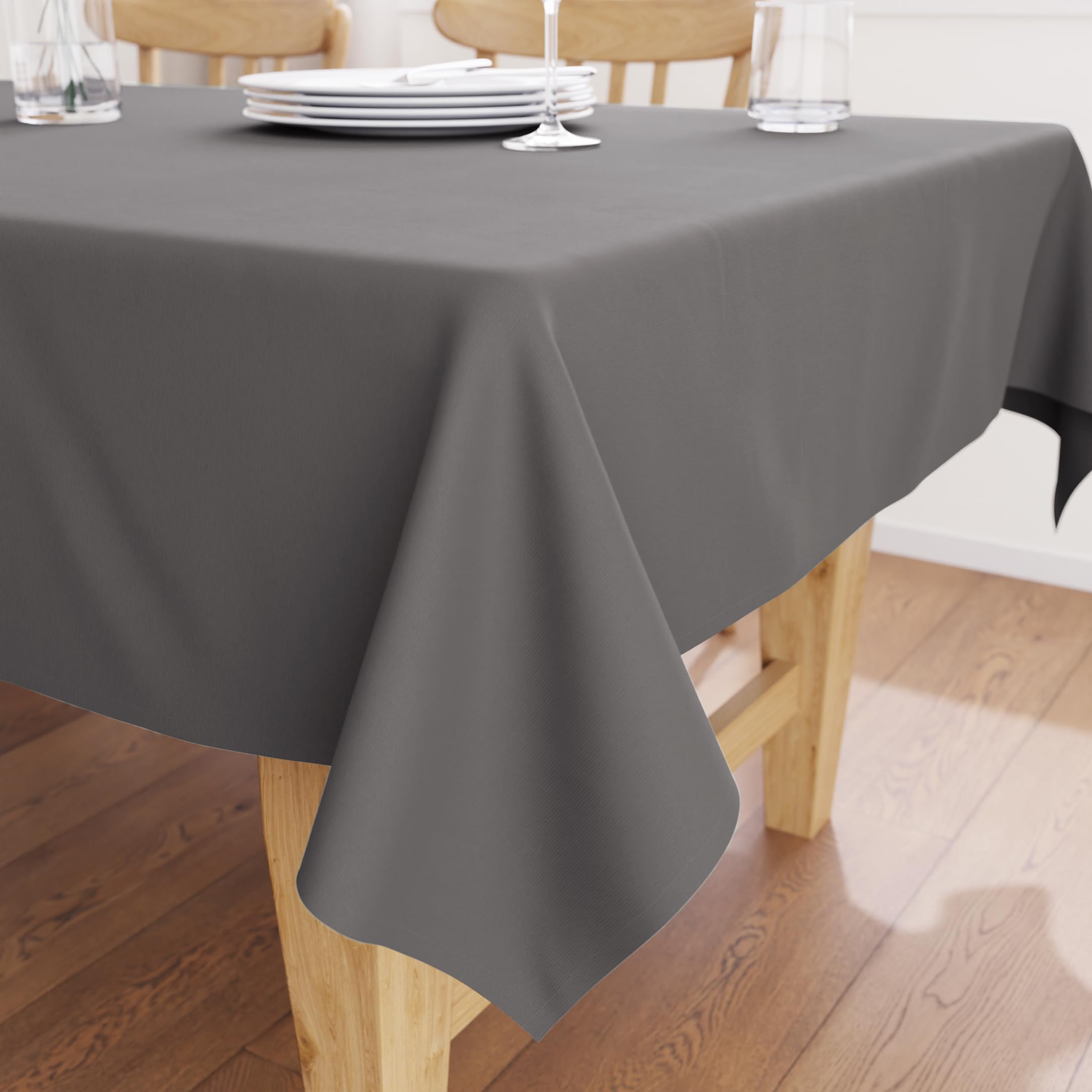 Encasa XO Dining Table Cover | 56x56 in Cotton Canvas Square Tablecloth | Machine Washable, Grey Table Cloth for Indoor & Outdoor Dining, Durable, Easy-Care | Suitable for Any Occasion