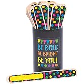 Fun Express Black &amp; Bright 7" Flip Sticks, 36 Pcs | Rainbow Design, Student Name for Classroom Management, Teacher Supplies for Cold Call, Grouping &amp; Equity Activity Play