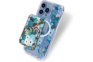CASE-MATE Rifle Paper Co. Magnetic Wallet for iPhone [Card Holder] Vegan Leather MagSafe Wallet [Holds up to 3 Cards] Slim Detachable Magnetic Phone Wallet for iPhone 15 Pro Max/14 Pro/13 - Garden Party Blue