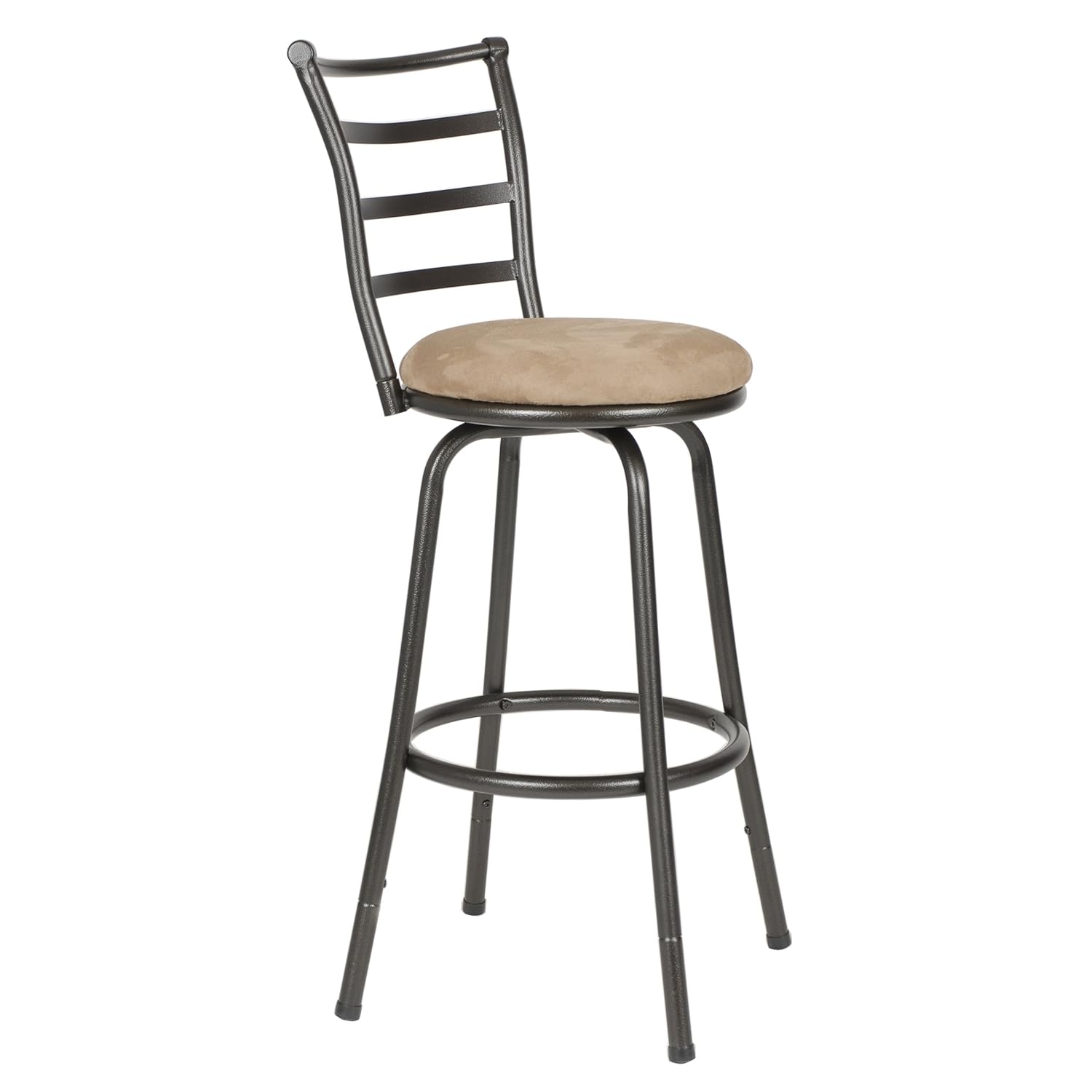 Roundhill Furniture Round Seat Bar Counter Height Adjustable Metal Bar Stool Metallic