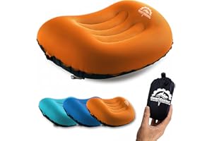 Gear Doctors 3.5oz Compact Ultralight Inflatable Camping Pillow— Inflatable Camp Pillow— Backpacking Pillows Ultralight— Camping Pillows for Sleeping, Hiking, Traveling, Beach, Office Working [Orange]