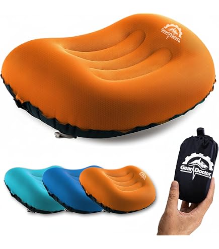 Inflatable Camping Pillow With Fabric Feel - Travel, Hiking, Outdoor Survival Gear