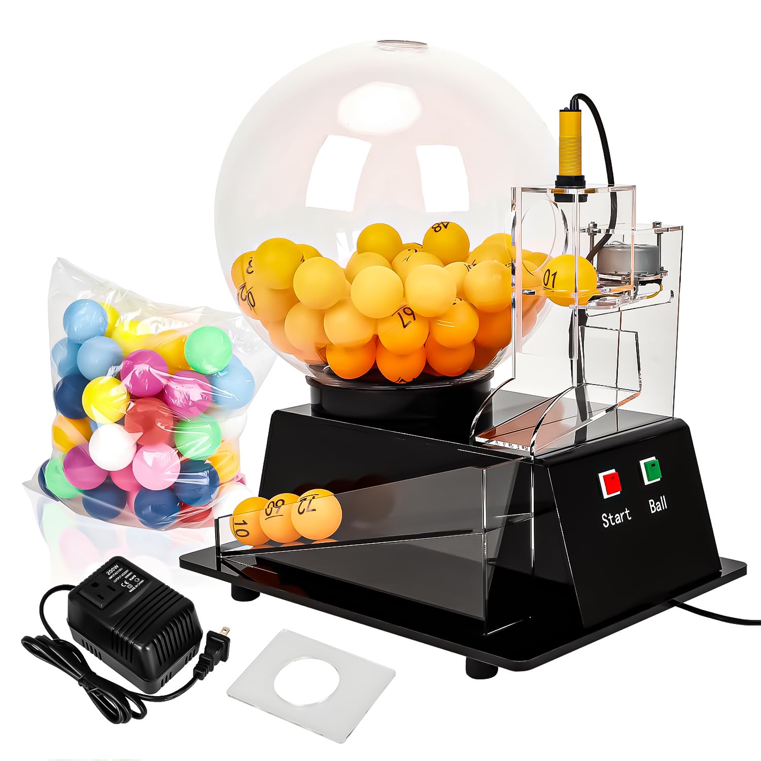 Photo 1 of Ygebet Automatic Lottery Ball Machine, Electric Bingo Balls Cage Machine Fantasy Football Drafts Game Acrylic Lucky Drawing Machine