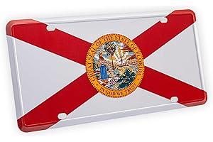 Pickwicks Florida State Flag License Plate – Embossed HD Aluminum – Sunshine State Pride – Decorative Car Tag – 6”x12” Novelty Metal Sign