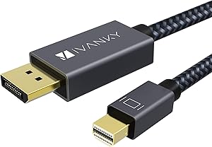 Mini DisplayPort to DisplayPort Cable, 3.3 Feet, iVANKY 4K@60Hz/2K@144Hz Mini DP to DP Cable, Thunderbolt to DisplayPort Cable Compatible with MacBook Air/Pro, Surface Pro/Dock and More - Space Grey