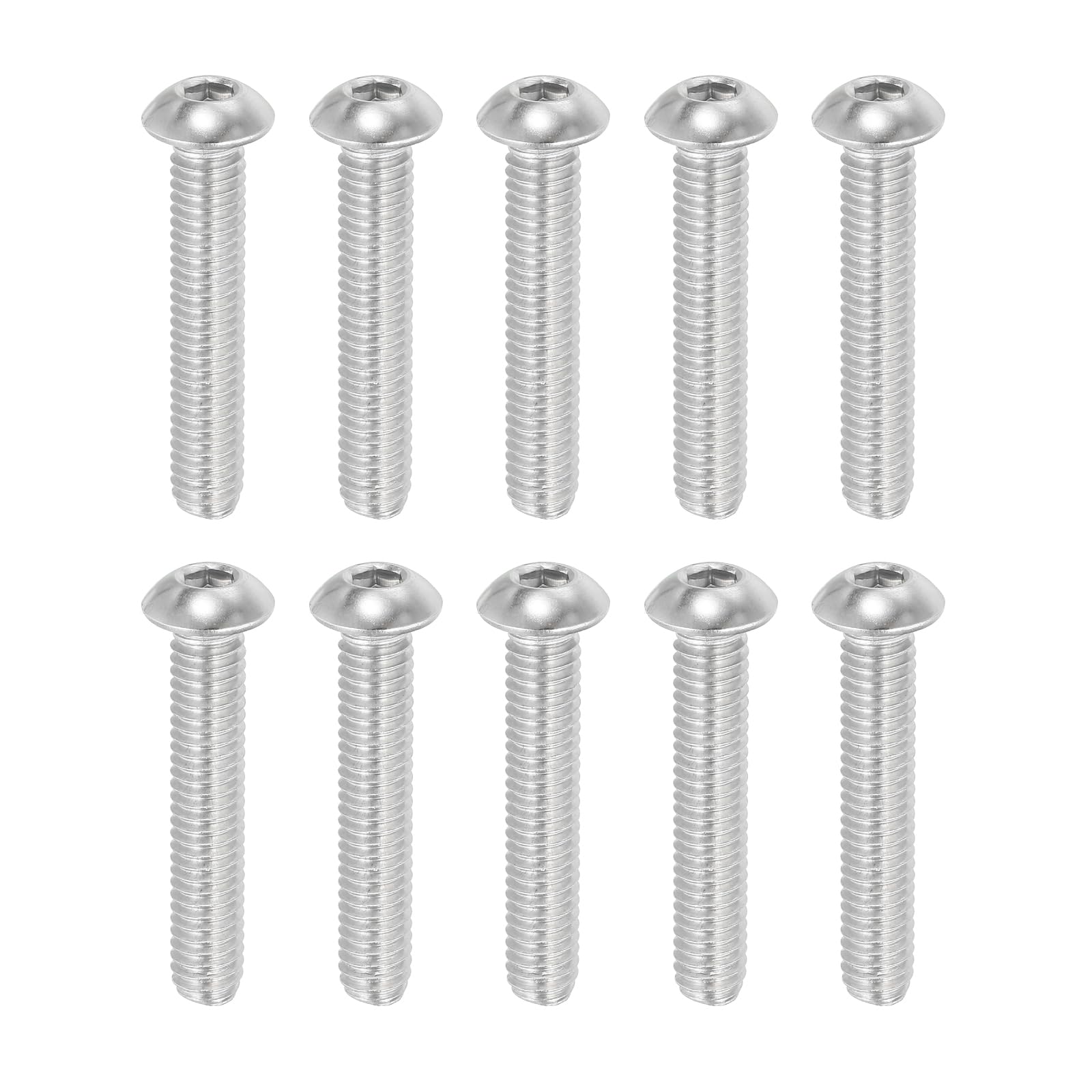 PATIKIL 5/16-18x1-3/4" Button Head Socket Cap Screws, 10 Pcs 304 Stainless Steel 18-8 Socket Cap Screw Bolts Allen Hex Drive Full Thread Fine Thread UNC