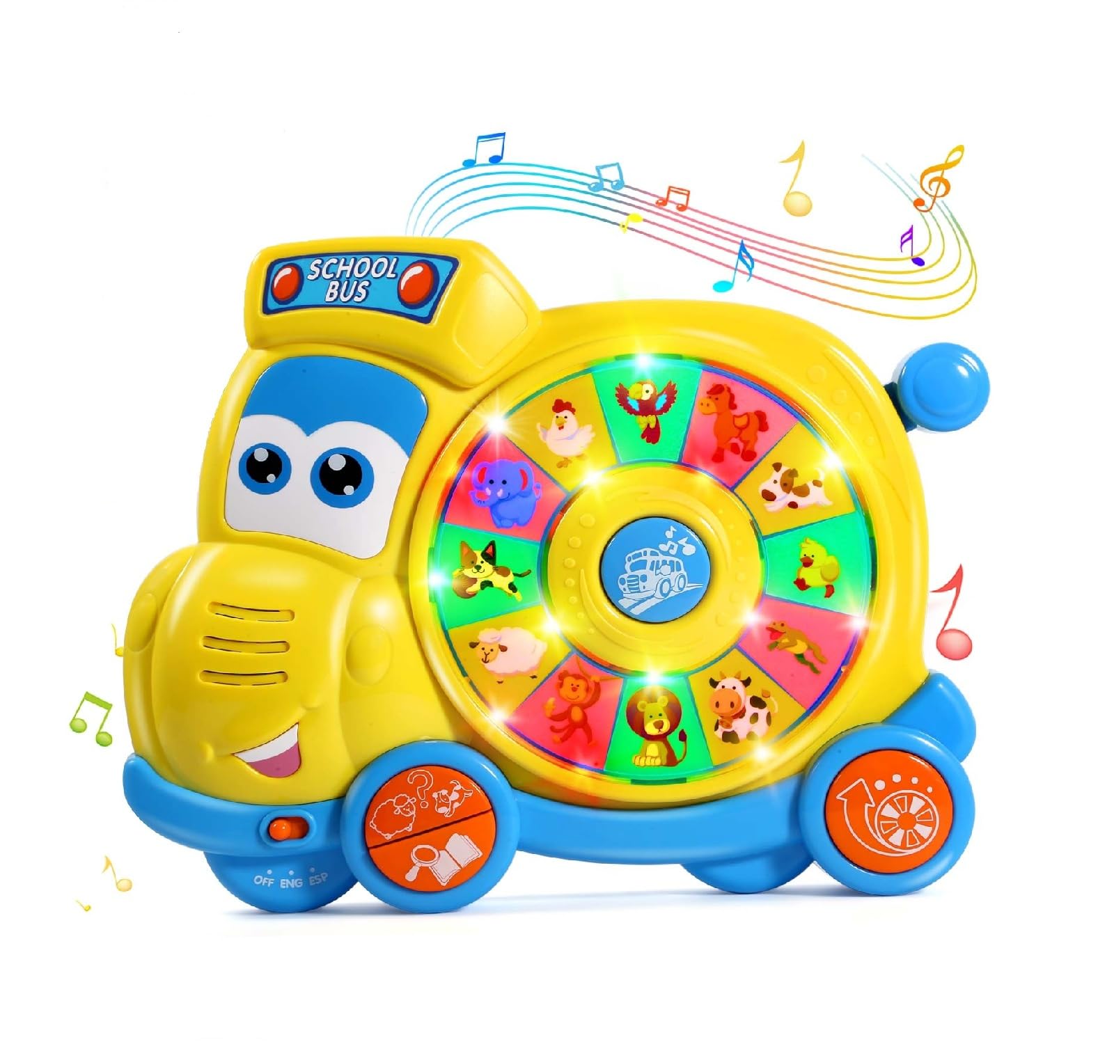Photo 1 of BACCOW English Spanish Bilingual Learning Baby Toys 6 12 18 Months, Musical Educational Toys for Toddler 1-3, Spin Interactive School Bus Toys 1+ Year Old Boys Girls Kids Birthday