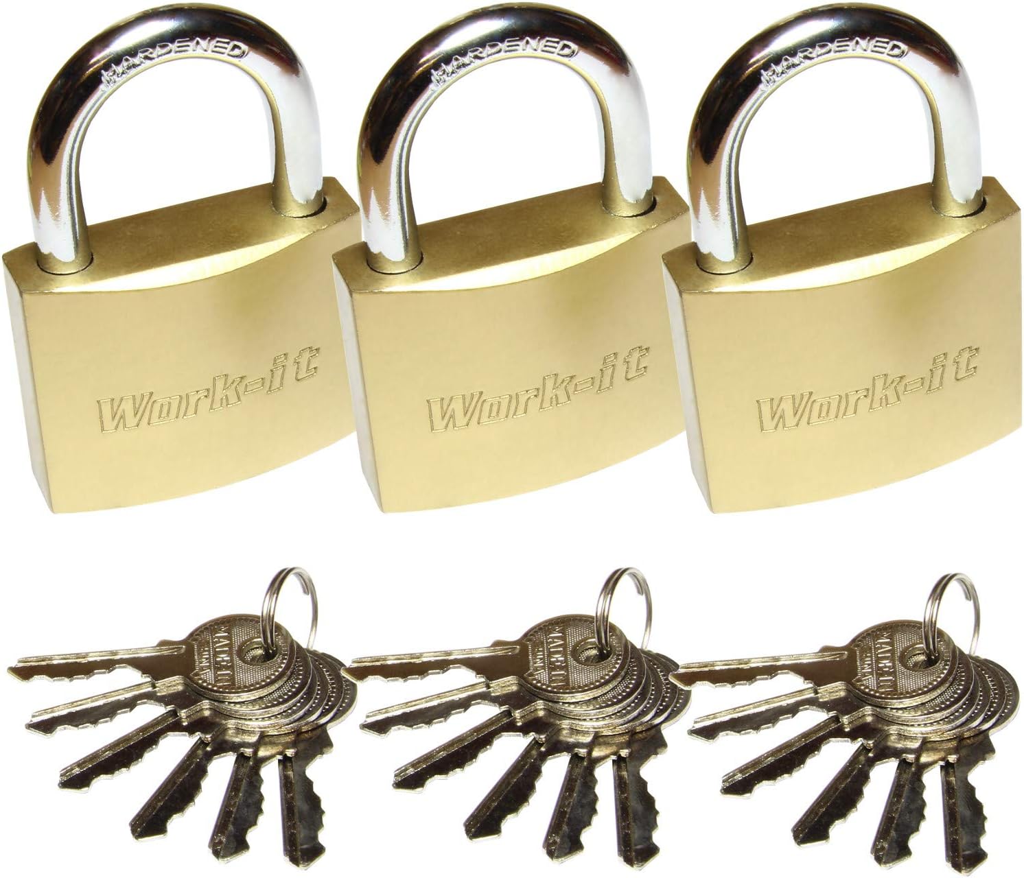 Padlock Set of 3 massive 38mm with 18 keys Keyed Alike! Amazon.co.uk DIY & Tools