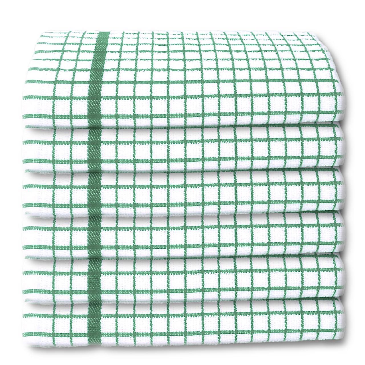 A & B TRADERS 100% Cotton Terry Towelling Tea Towels | Pack of 6 | Kitchen Hand Towels Dish Cloth Super Absorbent Soft Touch (Green)