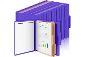 Skyygemm 36 Pcs Classification Folders Letter Size, 2 Divider Pressboard File Folders with 3. 5 Inch Expansion, 2 Prongs Fastener, Heavy Duty Office File Organizers for Teachers, Medical (Purple)