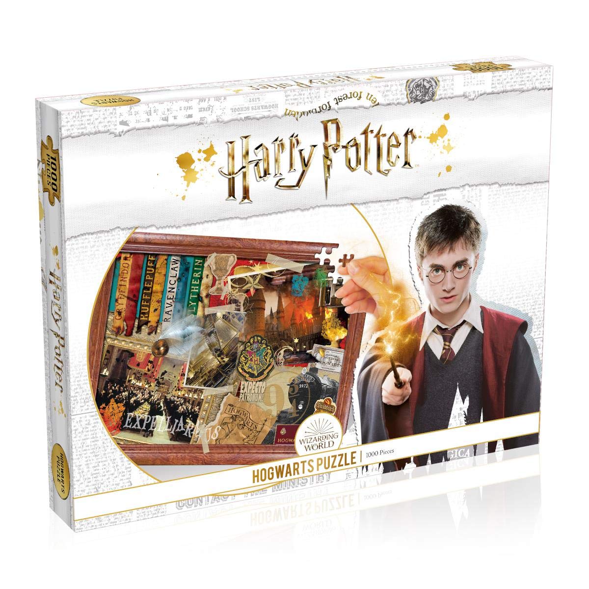 Winning Moves Harry Potter Hogwarts 1000 Piece Jigsaw Puzzle Game, Piece together iconic scenes set in Hogwarts Castle, gift and toy for ages 10 plus