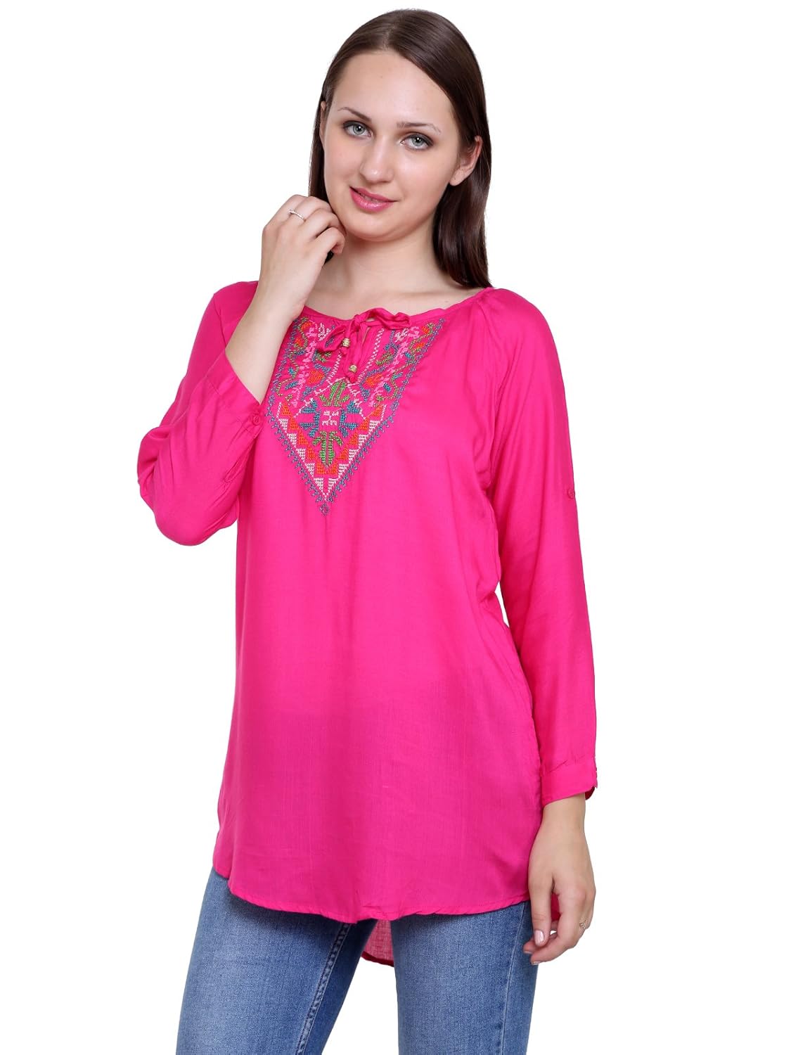 papsara pink rayon women long top