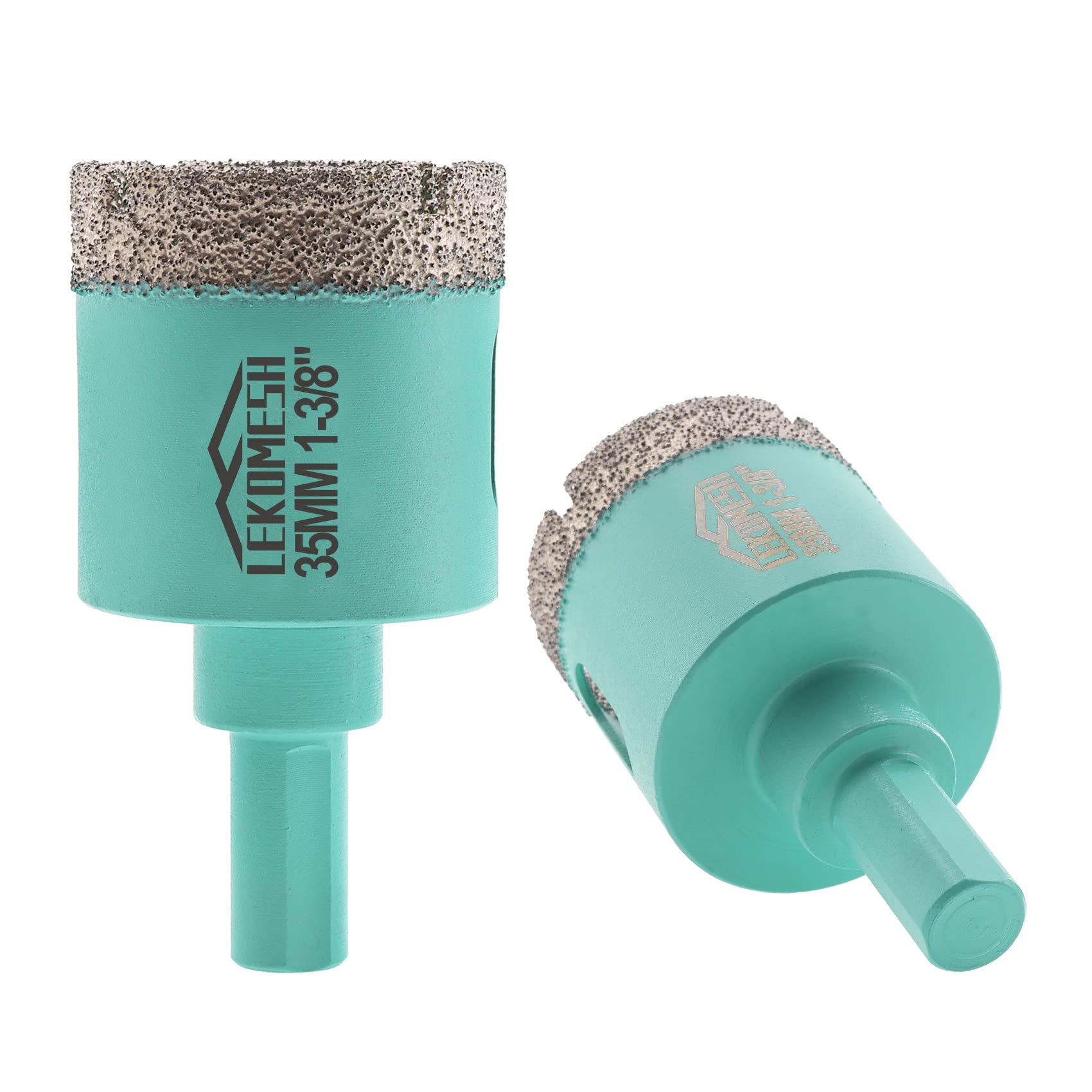 Diamond Core Drill Bits 2pcs-35MM - LEKOMESH Tile Hole Saw with Triangle Shank for Porcelain Tile Ceramic Granite Marble Masonry Stone,Vacuum Brazed Diamond Drill Bits — image 1