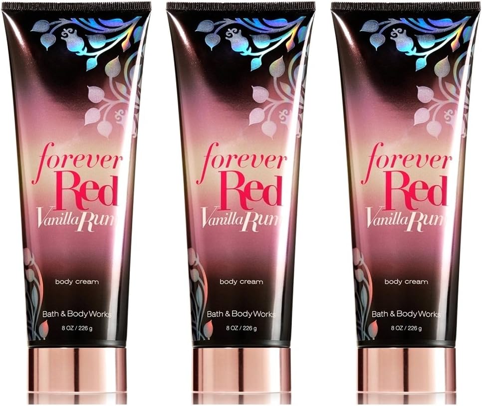 Bath & Body Works Forever Red Vanilla Rum Perfumed Body Cream 8oz X3 Lot