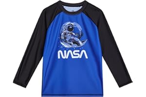 C-Life Group NASA Boys Swim Shirt - 1 Pack Quick Dry Sun Protection Short Sleeve Long Sleeve Rash Guard for Boys (Size: 5-12)