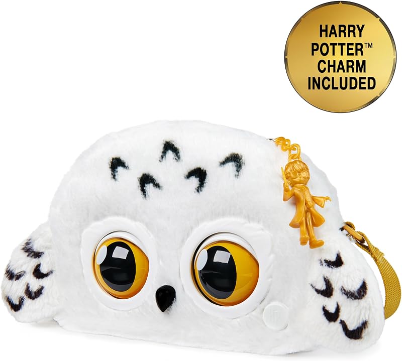 Harry Potter, Hedwig Purse Pets, animaletto giocattolo interattivo e borsa a spalla, oltre 30 suoni e reazioni, giocattoli per bambine da 6 anni in su