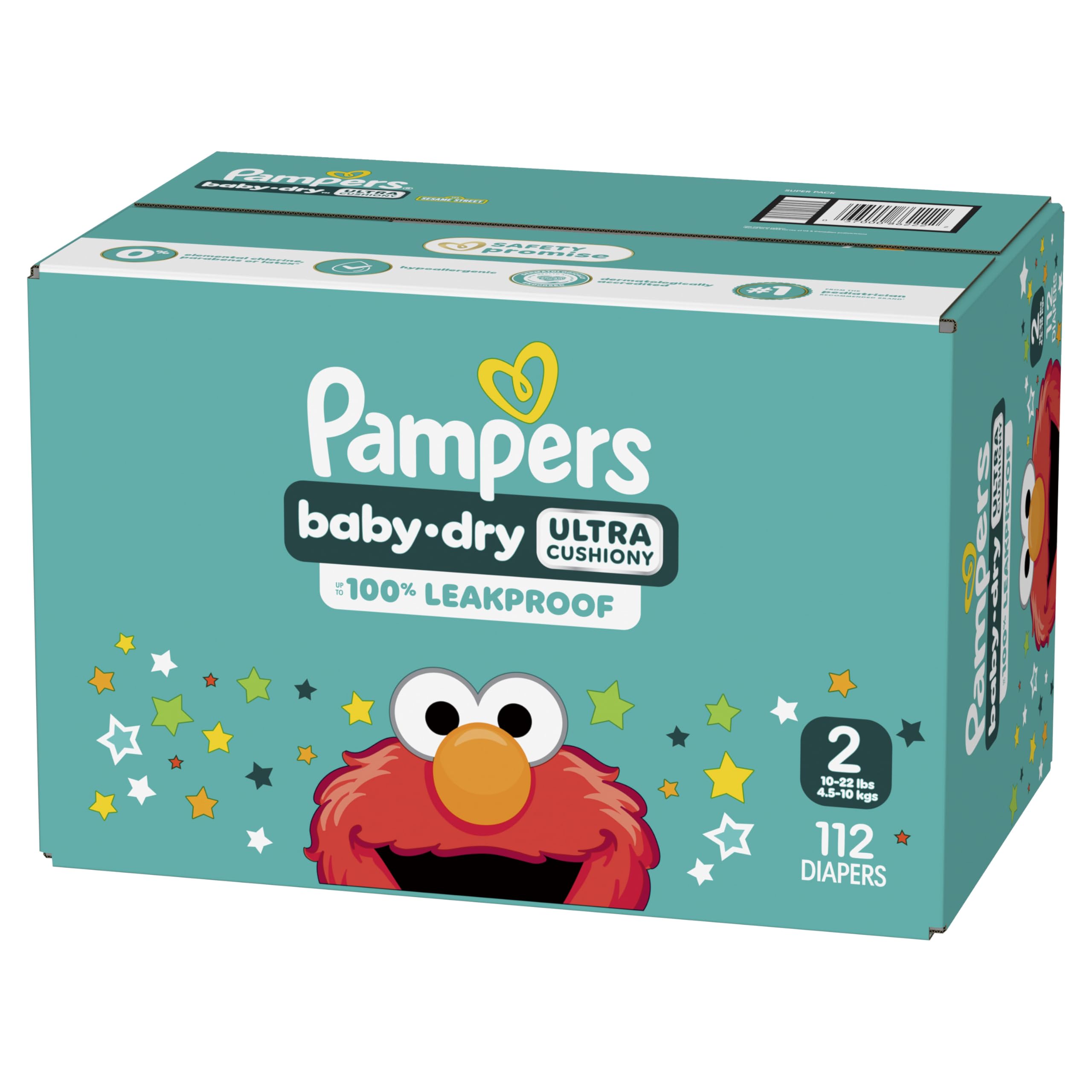 Pampers Diapers - Baby Dry - Size 2, 112 Count, Absorbent Disposable Infant Diaper (Packaging May Vary)