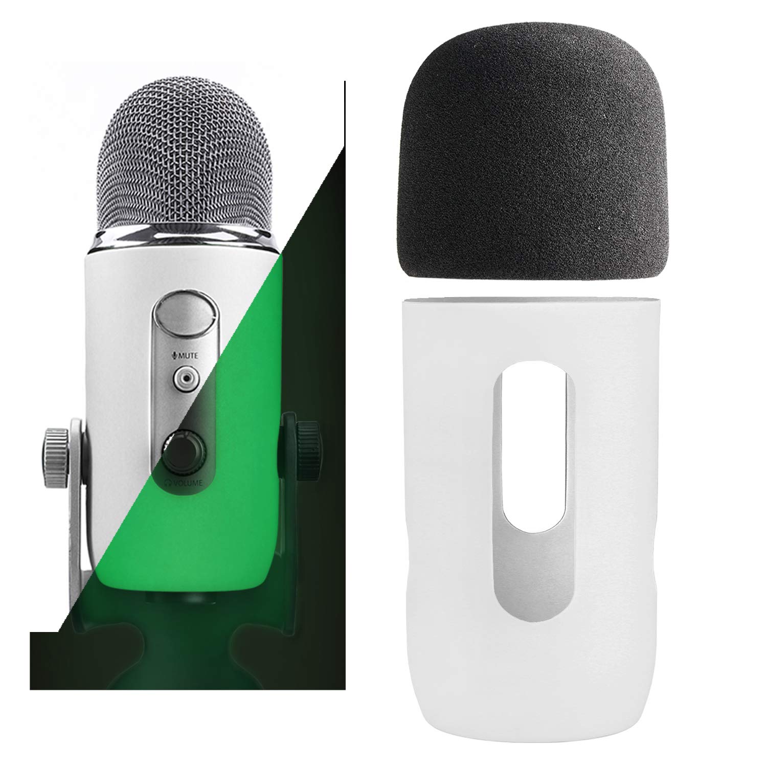 YOUSHARES Microphone Windscreen Foam – Mic Cover Pop Filter Windshield &Protector for Blue Yeti, Yeti Pro Condenser Microphones (Moonwhite)