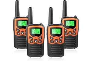 Walkie Talkies with 22 FRS Channels MOICO Walkie Talkies for Adults with LED Flashlight VOX Scan LCD Display, Long Range Family Radios for Hiking Camping Trip (Orange, 4 Pack)