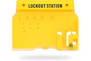TRADESAFE Lockout Tagout Station, Loto Station Unfilled - No Lockout Tag Out Devices, Wall Mount Lock Out Tag Out Kit Board, Lockout Station with Lockable Cover, Yellow Polycarbonate Body