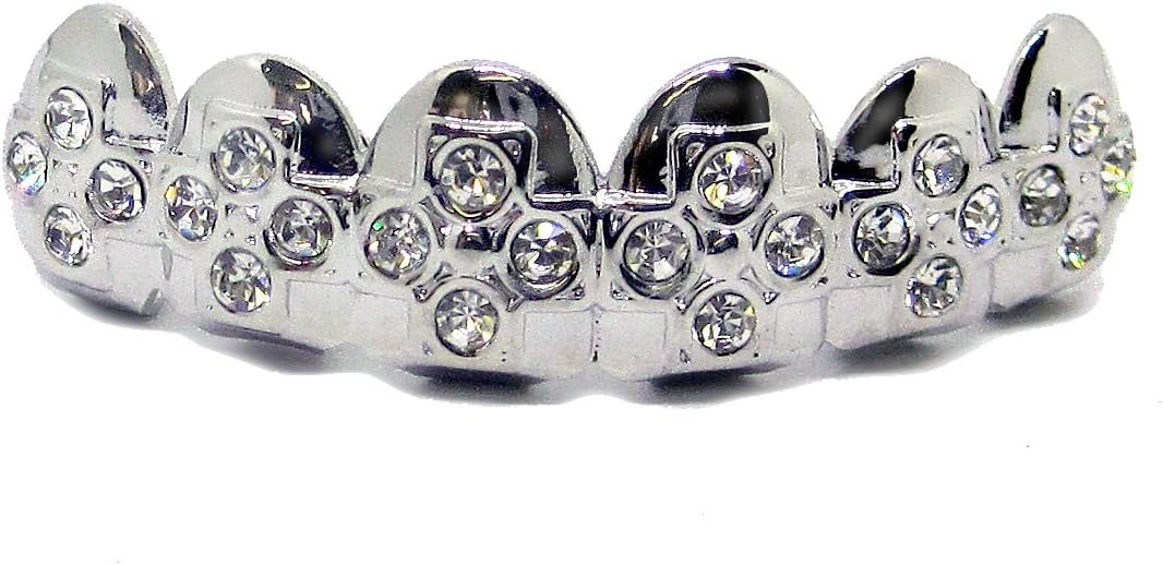 Bling Bling Grillz Faux Diamond Cross Top Row Hiphop Bling Bling Grillz