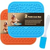 Lick Mat for Dogs - Slow Feeder Licking Mat with Suction Cups for Peanut Butter, Food Treats &amp; Yogurt - 2 Pack