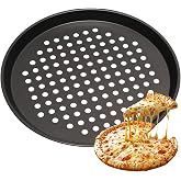 WINDAWNKE Round Pizza Pan with Holes, Carbon Steel, 10 Inch | Carbon Steel Pizza Pans fo Frozen &amp; Homemade Pizza, Nonstick Pizza Tray for Oven