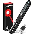 2 in 1 USB Type C Presentation Clicker, PowerPoint Clicker Wireless Presenter Remote, RF 2.4GHz USB Presentation Pointer Slide Advancer with Hyperlink Volume Control