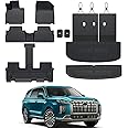 JOULARISE for Hyundai Palisade 2020-2024 2025 Floor Mats Cargo Mat with Backrest Mats and Trunk Lower Mat, All Weather TPE Cargo Liner Trunk Mat for Palisade Calligraphy Car Mat 7/8 Seat Accessories