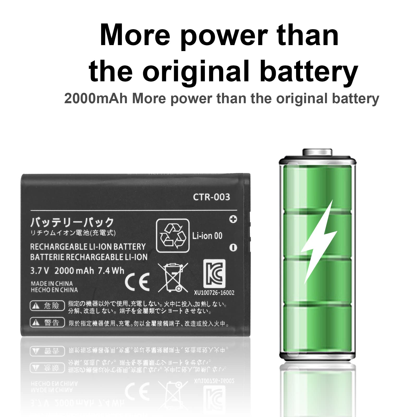 TAYUZH CTR-003 Battery for Nintendo 2DS 3DS Old 3DS New 2DS Game Console CTR-001, 2000mAh Li-ion Replacement Battery (Not Compatiable with New 3DS 3DS XL/LL) with Repair Tool