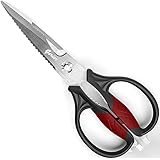 Gerior Kitchen Scissors - Heavy Duty Utility Come Apart Kitchen Shears for Chicken, Meat, Food, Vegetables - 9.25 Inch Long - Black and Red Handle