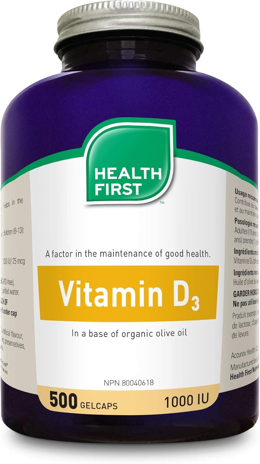 Health First Vitamin D3, 500 gel caps Amazon.ca Health & Personal Care