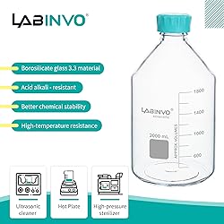 LABINVO Glass Round Media Bottles, Vol.2000ml