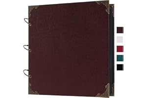 Potricher 10 x 10 Inch Brown Leather Hardcover Scrapbook Album with 80 Pages