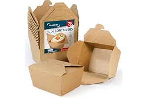 SPARGOS Chinese Takeout Storage Containers (70 Pack) 30oz - Kraft Brown Cardboard Paper Togo - Take Out Boxes - Biodegradable Eco To Go Food For Restaurants Catering Party