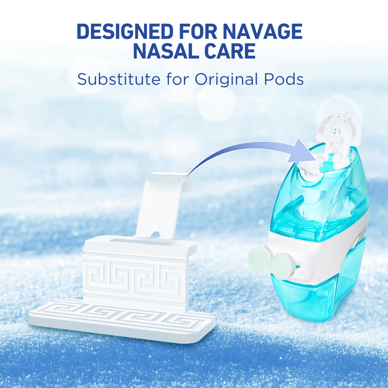 FireAnt 100 Saline Packets and 12 Reusable Saline Pods Refills Set, Compatible with Navage Nasal Care - Includes 100 Count Salt Packets Sinus Rinse + 12 Pack Silicone Salt Pads Refill in White