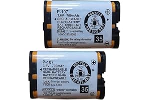 BAOBIAN 3.6v 700mAh HHR-P107 Rechargeable Cordless Phone Battery Compatible with for Panasonic HHR-P107 HHRP107 HHR-P107A HHRP107A Cordless Telephone (Pack of 2)