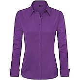 J.VER Womens Dress Shirts Long Sleeve Button Down Shirt Wrinkle-Free Business Casual Blouse Office Work Tops