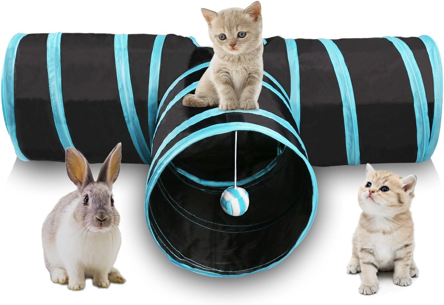 JKLYZXS Zusammenklappbarer Katzentunnel 3WegeCrinkle Fun Tubes Tunnel