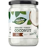 Heaven &amp; Earth USDA Organic Unrefined Virgin Coconut Oil, 16oz | Glass Jar | Cold Pressed | Coconut Oil for Cooking, Hair &amp; Skin | Kosher