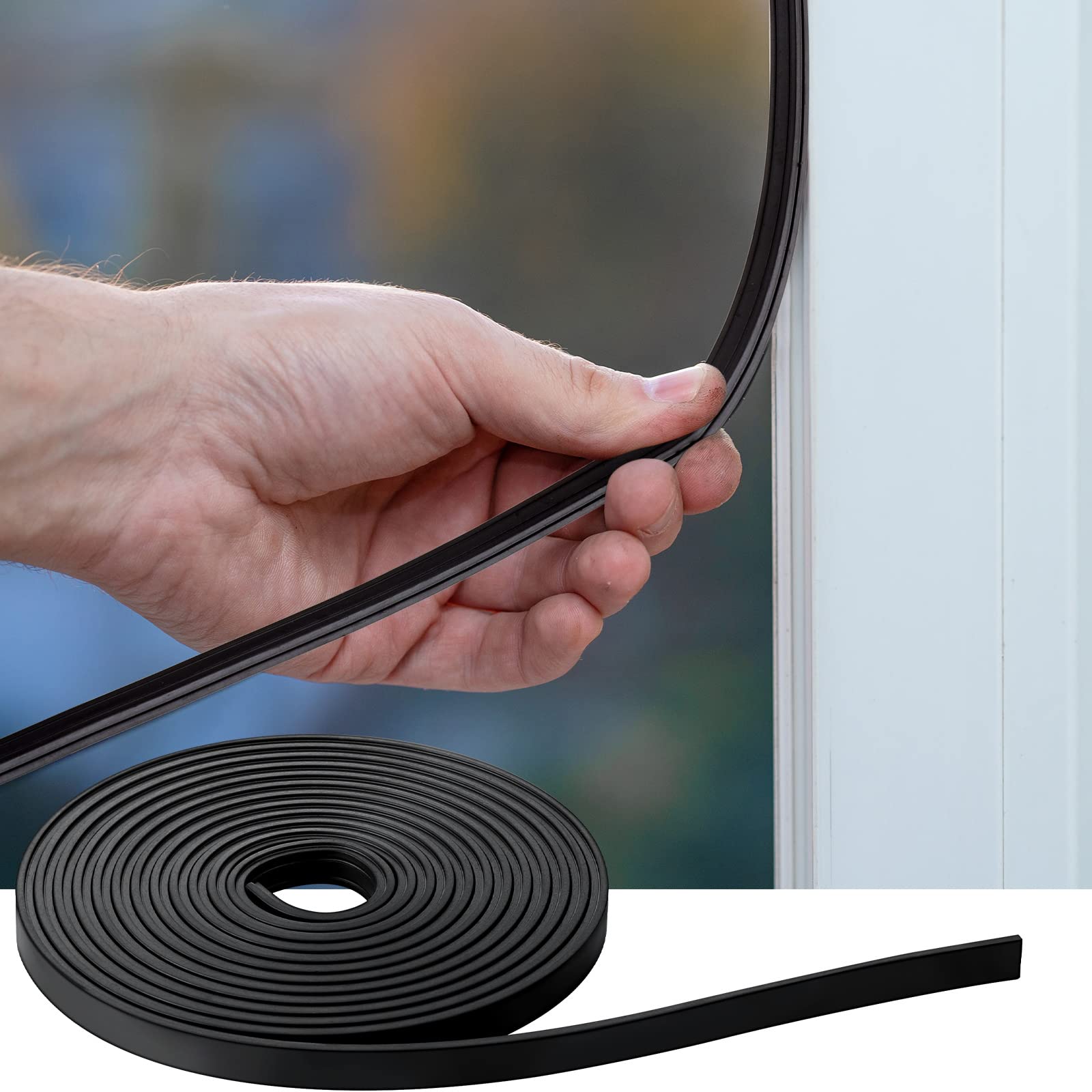 Photo 1 of Thicken Shower Door Magnetic Strip Replacement, RV Shower Door Magnet Seal Strip Replacement Magnetic Strip for Framed and Semi Frameless Swinging Glass Doors, 3/8 x 4/25 in(1 Roll,98 Inch)