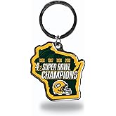 Rico Industries NFL Green Bay Packers Champ State Shape Keychain,Silver Large