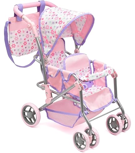 Smoby - Maxi-Cosi - Beige Twin Stroller - Imitation Toy - for 2 Dolls up to 42 cm - Silent and Multi-Directional Wheels - From 3 Years