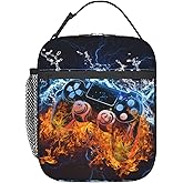 Anyako Video Game Lunch Box Fire and Water Game Lunch Bag Insulated Portable Reusable Lunch Tote Kit Waterproof Cooler Bag for Men Women Picnic Office Collega Travel Working