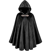 greitenty Medieval Cloak with Hood Renaissance Hooded Cape Unisex Renaissance Medieval Hooded Cloak for Halloween Party